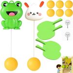 Hanging Table Tennis Trainer, Portable Ping Pong Paddle Set for Kids with Racket and Balls, Parent-Child Door Pong Game Exerciser, Full Pingpong Starter Kit for Outdoor & Indoor Games (Frog+Rabbit)