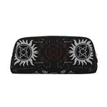 Supernatural Symbols Black Pencil Case School Student Portable Pencil Pouch Coin Pouch Cosmetic Makeup Bag Office College Stationery Organizer with Zipper for Teen Boy Girl