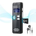 64GB Digital Voice Controlled Recorder with Playback - 3072Kpbs HD Dual MIC Tape Voice Controlled Recorder with Noise Reduction for Interviews/Meeting/Classes, 4800 Hours Audio Recording Device