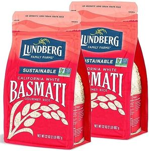 Lundberg Basmati Rice, Long Grain White Rice - Non-Sticky, Fluffy, Nutty, Aromatic Rice, Vegan Food, Healthy Meals, Gluten-Free Rice Grown in California, 32 Oz (Pack of 2)