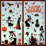 Zindoo Halloween Decorations Window Stickers, 9 Sheets Halloween Window Clings Stickers, 54pcs Bat Spider Ghost Witch Werewolf Halloween Stickers Decor for Halloween Window Decorations Party Indoor