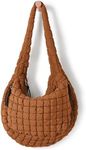 ODODOS Quilted Carryall Tote Bag for Women Crossbody Large Hobo Lightweight Padding Shoulder Bag, Glazed Ginger