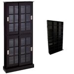 Atlantic Windowpane 720 Media Cabinet + Atlantic Elite Media Storage Tower | PN38408117 (Black)