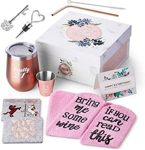 21st Birthday Gifts For Women, Funny Birthday Wine Gifts Ideas for Her, Friend, Daughter, Sister | Unique Finally 21 Stainless Steel Wine Tumbler Shot Glass Set For 21 Year Old