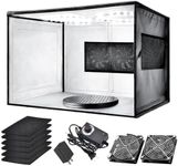 Airbrush Spray Booth with Dual Exhaust Fans,Portable Airbrush Paint Booth for Airbrushing,2 Round Led Lights with 360° Coverage,Turntable and Extension Hose,Hobby Spray Booth Kit for Painting Model