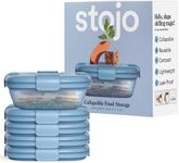 STOJO Collapsible Sandwich Box 5 Set- Translucent Steel, 24oz - Reusable Food Storage Container - To-Go Travel Silicone Bowl for Hot and Cold Food - for Meal Prep, Lunch, Camping and Hiking