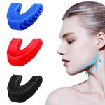 DIODUODA Jaw Exerciser for Men Women Jawline Exerciser 3 Pack Sports Jaw Trainer for Neck Facial Muscle 3 Resistance Levels Silicone Jawline Exerciser Tablets Slims the Face(Blue+Black+Red)