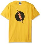 DC Comics Men's The Flash Distressed Logo T-Shirt, Yellow, Large