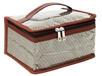 atorakushon Nylon Women'S MakeUp Jewellery Organiser For Jhumka Pendant Storage Box Necklace Zipper Pouches Ring Earring Tops Studs Travel Kit With 7 Pouch Bag Case (Brown)