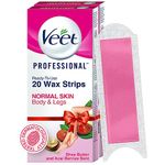 Veet Professional Waxing Strips Kit for Normal Skin, 20 Strips (Pack of 2) | Gel Wax Hair Removal for Women | Up to 28 Days of Smoothness | No Wax Heater or Wax Beans Required