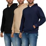 PURE CHAMP 3 Pack Fleece Hoodies for Men Long Sleeve Essentials Hoodie Cotton Active Athletic Workout Sweatshirts for Men (Set4 Size Small)