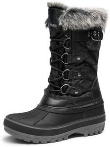 DREAM PAIRS Boys Girls Snow Boots Waterproof Outdoor Warm Cozy Anti-Slip Mid Calf Faux Fur Lining Insulated Winter Shoes for Little/Big Kids,Size 10 Toddler,Black,KRIVER-1