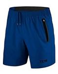 TCA Men's Elite Tech Lightweight Running or Gym Training Shorts with Zip Pockets - Mazarine Blue, XXXL