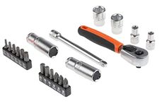 Bahco SL25L Socket & Mechanical Set, Metric ,Black/Red,1/4" Dynamic Drive, 37 Pieces