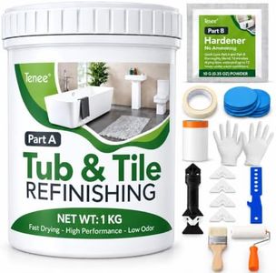 35oz White Tub and Tile Paint, Tub and Tile Refinishing Kit with 8 Tools, Semi-Gloss Bathtub Paint for Bathroom, 50-60sq.ft, Low Odor Bathtub Refinishing Kit for Fiberglass, Sink, Kitchen, Shower