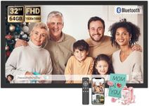 BSIMB 32 Inch Large Digital Picture Frame(Non-Touch Screen), 64GB 1920x1080 FHD WiFi Extra Large Electronic Photo Frame, Remote Control, Share Pictures/Videos via App Easy Setup Gifts for Mom, Black