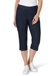 Chic Classic Collection Women's Easy-Fit Elastic Waist Pull-On Capri Pant, Dark Shade, 14