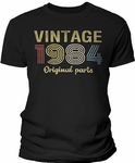 40th Birthday Gift T-Shirt - Retro Birthday - Vintage 1982 Original Parts - Black - XXL