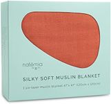 Natemia Muslin Baby Blanket - Organic Baby Blankets for Girls and Boys, Baby Essentials, Baby Swaddle Blanket Unisex, Multi-Use as Baby Towel, Stroller Cover, Swaddles for Newborn, 47" x 47"