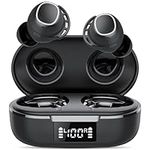 FAMOO Wireless Earbuds, Bluetooth 5.3 Headphones with Deep Bass, IPX8 Waterproof, 42H Playtime, Mini Earbuds with Dual Mic and LED Display, In Ear Earphones for Running Sport Gym Workout Black