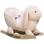 HOMCOM Baby Rocking Horse, Plush Baby Rocker Rabbit Ride-On Toy with Sound, Wood Base, Seatbelt, for Ages 18-36 Months, Pink