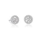 Diamond Treats 925 Sterling Silver Stud Earrings for Women with Cubic Zirconia Stones, Large Round Cubic Zirconia Halo Earrings in 925 Sterling Silver, 925 Sterling Silver Earrings for Women