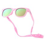 BABY SUNNIES Polarised Sunglasses for Babies - 0-24 Months, Pink - UV400 Polarised Lenses & Sun Protection - Unbreakable Frame & Toddler Sunglasses - Adjustable Strap & Baby Travel Essentials