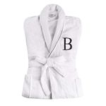 SUPERIOR Monogrammed Egyptian Cotton Bath Robe White Adult Unisex Bathrobe, Small/Medium, B