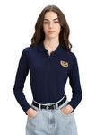 U.S. POLO ASSN. Women's Gold Crest Slim Polo Shirt (UWAW23TSH018_Blue_M)