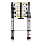 Prime 3.8m (12.5 feet) Portable and Compact Telescopic Aluminium Ladder | Extension Multipurpose Step Ladder for Home and Outdoor | Anti-Slip Rubber Shoes (3.8M)