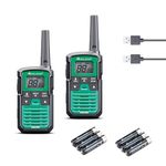 Midland - Two Walkie Talkies XT30 PRO, 2 Way Radio with 16 PMR446 Channels, Rechargeable USB, Splash-Proof, 6 km Range, Walkie Talkie for Hiking, Airsoft & Outdoor, Survival Equipment – Green/Black
