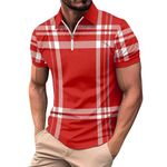 Men's Muscle Polo Shirts Short Sleeve Casual T-Shirts Slim Fit Stretch Golf Tops Sports T Shirts for Men Adult Mens XXL t Shirts Multipack Long Sleeve top Mens T-Shirts (Red, XXXL)