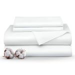 Pure Egyptian Cotton 1000 Thread Count Bed Sheet Set (4 Piece) Italian Finish | Fits Mattress Up to 17 inch Deep Pocket Pattern Solid (Color - White) Luxury Soft Cotton Queen Size Sheets