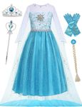 isswya Princess Dress for Girls Princess Costume Halloween Carnival Cosplay Dress up Snow Birthday Party Outfits 9-10Y