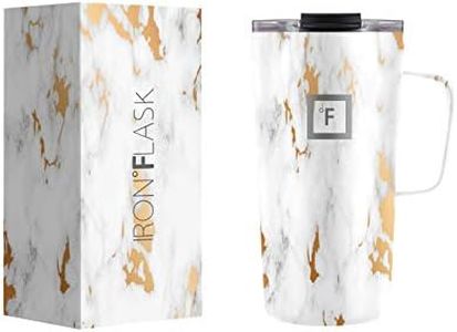 IRON °FLASK Grip Coffee Mug - 470 ml, Leak Proof, Vacuum Insulated Stainless Steel Bottle, Double Walled, Thermo Travel, Hot Cold, Water Metal Canteen (Calacatta)
