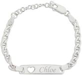 Personalized Sterling Silver Children's I.D. Bracelet with Heart for Baby Girls, Custom Infant Jewelry with Engraved Name (0-12 Months)