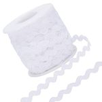 GORGECRAFT 1 Roll 27yd/25m RIC Rac Trim Ribbon Wave Sewing Bending Fringe Trim 5mm/0.2 inch for Sewing Flower Making Wedding Party Lace Ribbon Craft (White)