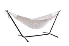 Vivere UHSDO8-00 Double Cotton Hammock with Space-Saving Steel Stand Including Carrying Bag, Natural