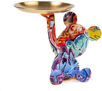 Coniuty Keychain Bowl Tray Bear Statue, Resin Animal Sculpture Home Decor for Office, Living Room, Bedroom, Accessory Storage Tray for Entryway Table (Graffiti)