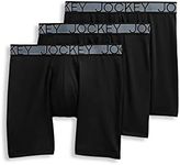 Jockey Men's Underwear Active Microfiber 9" Long Leg Boxer Brief - 3 Pack, Black, XX-Large