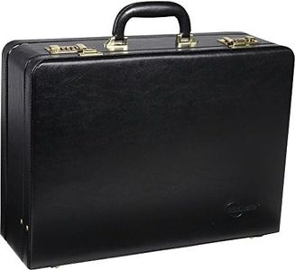 Amerilether Large Expandable Faux Leather Attachè Case (#2894-9) Black