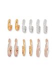 Zaveri Pearls Rose Gold, Silver & Gold Tone Set Of 6 Contemporary Semi-Hoop Earrings For Women-ZPFK17705