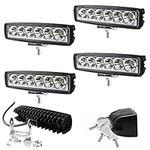 Timisea 4pcs Led Work Spot Light Bar 12V 24V, Waterproof Beam Slim Driving Lamp Fog Lights for SUV Trucks ATV (4 pcs)