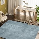 JINCHAN Soft Shaggy Area Rug 5x7 Washable Fluffy Rug Faux Fur Accent Mat Indoor Floor Cover Modern Plush Rug for Living Room Bedroom Kitchen Kids Room Non Slip Carpet Comfy Nursery Decor Blue