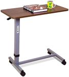 Essential Medical Supply Height Adjustable Automatic Overbed Table - Woodgrain Top with Locking Wheels, Perfect for Hospital and Home Use - Table for Easy Access and Convenience for Adults and Seniors