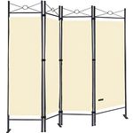 CASARIA® Lucca Folding Room Divider Partition Screen 180 x 163cm | Freestanding Flexible 4 Panel Privacy Wall | Foldable Stable Bedroom Office | Cream