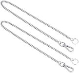 welsberg 2x keychain 50 cm long wallet chain, pants chain made of stainless steel, silver link chain for men women with snap hook and key ring