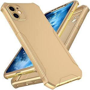 ORETech Designed for iPhone 11 Case with [2 x Tempered Glass Screen Protector] [Full Camera Lens Protection] Square Edge Shockproof Soft TPU+Hard PC Anti-Slip Phone Case for iPhone 11 Case-6.1" Gold