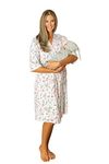 Baby Be Mine Maternity Robe & Swaddle Set – Mommy and Me Hospital Outfits, Labor Delivery Gown, Matching Newborn Hospital Set, Ivy Robe/Grey Swaddle, S-M