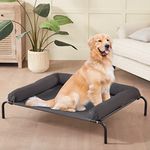 WESTERN HOME Elevated Dog Bed Cot, Chew Proof Raised Outdoor Dog Bed with Bolster for Extra Large Dogs, Portable Cooling Pet Cot with Breathable Mesh, Skid-Resistant Feet